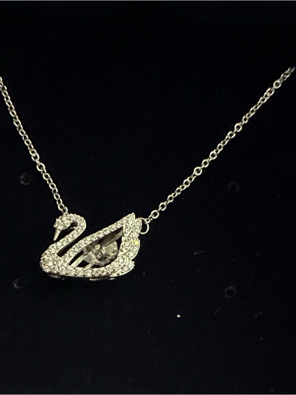 Swarovski Silver Swan Crystal Pendant Necklace